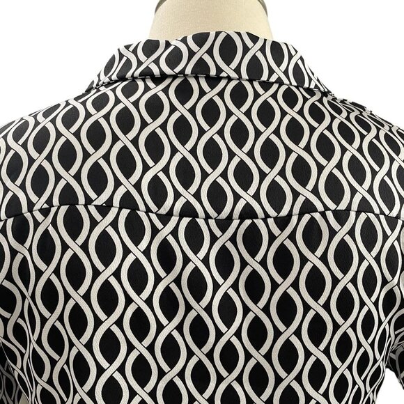 Pleione XL Geometric Print Button Front Blouse Short Sleeve Collared Shirt - Picture 5 of 9